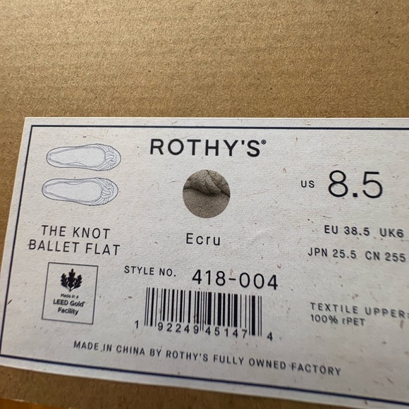 Rothy's Knot Flat in Ecru. Size 8.5. NWT - Picture 4 of 10
